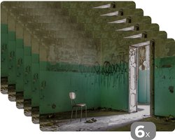 Placemat - Placemats kunststof - Stoel - Steen - Deur - Architectuur - 45x30 cm - 6 stuks - Hittebestendig - Anti-Slip - Onderlegger - Afneembaar