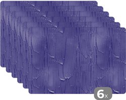 Placemat - Placemats kunststof - Verf - Patroon - Paars - 45x30 cm - 6 stuks - Hittebestendig - Anti-Slip - Onderlegger - Afneembaar