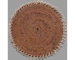 placemat SET 4 stuks placemat schelpen Kauri Rotan Rattan bohemien onderzetter