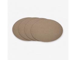 Placemat Set Ovaal 4 stuks | Gerecycled Leer | 33x45 cm | Sand Beige/Taupe | Duurzame Tafeldecoratie & Onderlegger | Onderhoudsvriendelijk