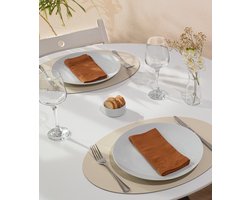 Placemat Set Ovaal - Gerecycled Leer - 28,5 x 43,5 cm - 4 Stuks - Cookie