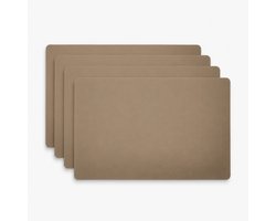 Placemat Set Rechthoek 4 stuks | Gerecycled Leer | 28,5x43,5 cm | Sand Beige/Taupe | Duurzame Tafeldecoratie & Onderlegger | Onderhoudsvriendelijk