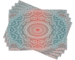 Placemat Set - Tafelmatten - Eettafel Decoratie - Levendige Kleuren - 30x45 cm - Koraal Teal