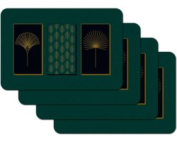 Placemat Set - Tafelonderleggers - Eettafel Beschermen - Afwasbaar en Waterafstotend - 45 x 30 cm - Donkergroen