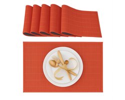 placemat set van 6 - 45x30 cm - bamboe - antislip - afwasbaar - rood