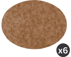Placemat TROJA - SET/6 - ovaal - kunstleer - 33x45 cm, brons