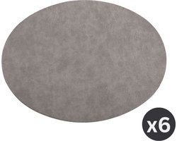 Placemat TROJA - SET/6 - ovaal - kunstleer - 33x45 cm, charcoal