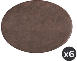 Placemat TROJA - SET/6 - ovaal - kunstleer - 33x45 cm, coffee