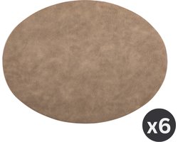 Placemat TROJA - SET/6 - ovaal - kunstleer - 33x45 cm, taupe