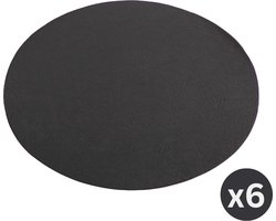 Placemat TROJA - SET/6 - ovaal - kunstleer - 33x45 cm, zwart