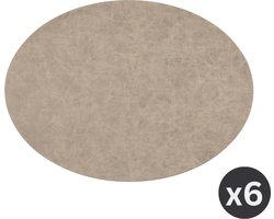 Placemat TRUMAN ovaal, SET/6, 33x45 cm, enkelzijdig, taupe