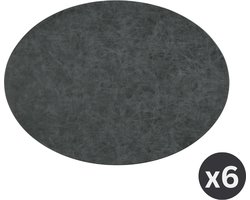 Placemat TRUMAN ovaal, SET/6, 33x45 cm, enkelzijdig, zwart