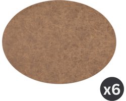 Placemat TRUMAN SET/6 - oval, 33x45 cm, double layer, walnut