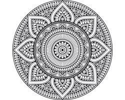 Placemat vinyl | Mandala zwart wit | 8 stuks