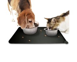 Placemat voor voerbak van hond of kat huisdieren - Zwart siliconen waterdicht