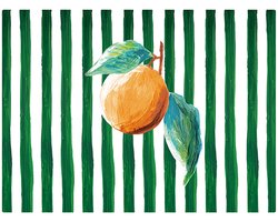 Placemat with stripes green orange