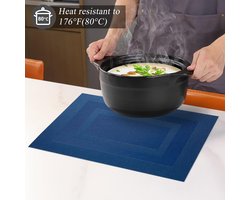 Placemats 45 * 30 cm, Donkerblauw | Wasbare geweven placemats vinyl placemats, antislip, hittebestendig, antifouling, voor keuken eettafel