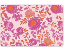 Placemats 45x30 cm - Placemat kunststof - 1 stuk - Bloemenpatroon - Roze - Oranje - Bloemen - Borden onderleggers - Decoratie voor op tafel - Keuken tafeldecoratie accessoires - Vinyl onderlegger - Tafelversiering