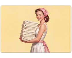Placemats 45x30 cm - Placemat kunststof - 1 stuk - Handdoeken - Vrouw - Jurk - Roze - Borden onderleggers - Decoratie voor op tafel - Keuken tafeldecoratie accessoires - Vinyl onderlegger - Tafelversiering