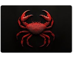 Placemats 45x30 cm - Placemat kunststof - 1 stuk - Krab - Rood - Vissen - Schaaldieren - Borden onderleggers - Decoratie voor op tafel - Keuken tafeldecoratie accessoires - Vinyl onderlegger - Tafelversiering