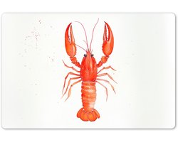 Placemats 45x30 cm - Placemat kunststof - 1 stuk - Kreeft - Waterverf - Aquarel - Oranje - Borden onderleggers - Decoratie voor op tafel - Keuken tafeldecoratie accessoires - Vinyl onderlegger - Tafelversiering