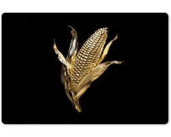 Placemats 45x30 cm - Placemat kunststof - 1 stuk - Mais - Eten - Goud - Zwart - Borden onderleggers - Decoratie voor op tafel - Keuken tafeldecoratie accessoires - Vinyl onderlegger - Tafelversiering