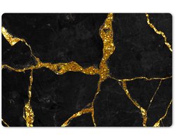 Placemats 45x30 cm - Placemat kunststof - 1 stuk - Marmer - Goud - Zwart - Marmerlook - Glitter - Borden onderleggers - Decoratie voor op tafel - Keuken tafeldecoratie accessoires - Vinyl onderlegger - Tafelversiering