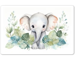 Placemats 45x30 cm - Placemat kunststof - 1 stuk - Olifant - Dieren - Natuur - Kind - Watercolor - Borden onderleggers - Decoratie voor op tafel - Keuken tafeldecoratie accessoires - Vinyl onderlegger - Tafelversiering