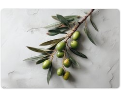 Placemats 45x30 cm - Placemat kunststof - 1 stuk - Olijventak - Beton - Mediterraan - Borden onderleggers - Decoratie voor op tafel - Keuken tafeldecoratie accessoires - Vinyl onderlegger - Tafelversiering