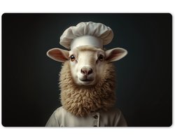 Placemats 45x30 cm - Placemat kunststof - 1 stuk - Schaap - Wol - Kok - Borden onderleggers - Decoratie voor op tafel - Keuken tafeldecoratie accessoires - Vinyl onderlegger - Tafelversiering