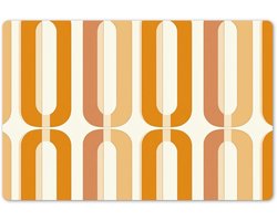 Placemats 45x30 cm - Placemat kunststof - 1 stuk - U-vorm - Retro - Oranje - Borden onderleggers - Decoratie voor op tafel - Keuken tafeldecoratie accessoires - Vinyl onderlegger - Tafelversiering