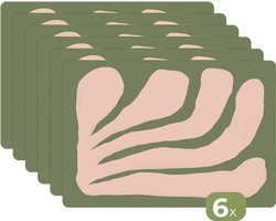 Placemats - 6 stuks - 45x30 cm - Placemat kunststof - Abstract - Natuur - Pastel - Roze - Borden onderleggers - Decoratie voor op tafel - Keuken tafeldecoratie accessoires - Vinyl onderlegger - Tafelversiering