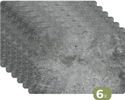 Placemats - 6 stuks - 45x30 cm - Placemat kunststof - Beton print - Leisteen - Grijs -Betonstructuur - Borden onderleggers - Decoratie voor op tafel - Keuken tafeldecoratie accessoires - Vinyl onderlegger - Tafelversiering