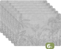 Placemats - 6 stuks - 45x30 cm - Placemat kunststof - Beton print - Patroon - Grijs - Borden onderleggers - Decoratie voor op tafel - Keuken tafeldecoratie accessoires - Vinyl onderlegger - Tafelversiering