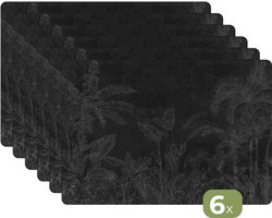 Placemats - 6 stuks - 45x30 cm - Placemat kunststof - Beton print - Patroon - Zwart - Borden onderleggers - Decoratie voor op tafel - Keuken tafeldecoratie accessoires - Vinyl onderlegger - Tafelversiering