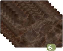 Placemats - 6 stuks - 45x30 cm - Placemat kunststof - Bruin marmer - Organisch - Natuursteen - Borden onderleggers - Decoratie voor op tafel - Keuken tafeldecoratie accessoires - Vinyl onderlegger - Tafelversiering