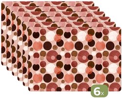 Placemats - 6 stuks - 45x30 cm - Placemat kunststof - Cirkels - Modern - Kleurrijk - Borden onderleggers - Decoratie voor op tafel - Keuken tafeldecoratie accessoires - Vinyl onderlegger - Tafelversiering