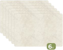 Placemats - 6 stuks - 45x30 cm - Placemat kunststof - Crème - Egaal - Beton print - Borden onderleggers - Decoratie voor op tafel - Keuken tafeldecoratie accessoires - Vinyl onderlegger - Tafelversiering