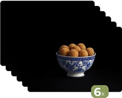 Placemats - 6 stuks - 45x30 cm - Placemat kunststof - Delfts blauw - Bitterballen - Holland - Schaal - Borden onderleggers - Decoratie voor op tafel - Keuken tafeldecoratie accessoires - Vinyl onderlegger - Tafelversiering
