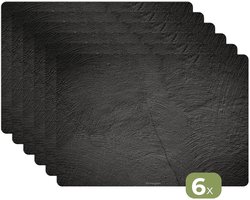 Placemats - 6 stuks - 45x30 cm - Placemat kunststof - Grijs - Beton print - Borden onderleggers - Decoratie voor op tafel - Keuken tafeldecoratie accessoires - Vinyl onderlegger - Tafelversiering