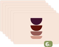 Placemats - 6 stuks - 45x30 cm - Placemat kunststof - Harmonieus - Symmetrisch - Rood - Borden onderleggers - Decoratie voor op tafel - Keuken tafeldecoratie accessoires - Vinyl onderlegger - Tafelversiering