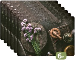 Placemats - 6 stuks - 45x30 cm - Placemat kunststof - Kruiden - Specerijen - Stilleven - Borden onderleggers - Decoratie voor op tafel - Keuken tafeldecoratie accessoires - Vinyl onderlegger - Tafelversiering