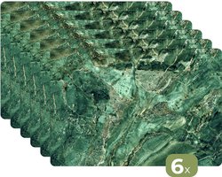 Placemats - 6 stuks - 45x30 cm - Placemat kunststof - Marmer print - Goud - Groen - Marmerlook - Borden onderleggers - Decoratie voor op tafel - Keuken tafeldecoratie accessoires - Vinyl onderlegger - Tafelversiering