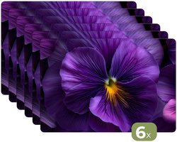 Placemats - 6 stuks - 45x30 cm - Placemat kunststof - Paars - Viool - Diepte - Borden onderleggers - Decoratie voor op tafel - Keuken tafeldecoratie accessoires - Vinyl onderlegger - Tafelversiering