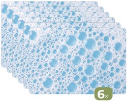 Placemats - 6 stuks - 45x30 cm - Placemat kunststof - Schuim - Bubbels - Blauw - Borden onderleggers - Decoratie voor op tafel - Keuken tafeldecoratie accessoires - Vinyl onderlegger - Tafelversiering