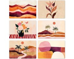 Placemats 6 stuks mix - 45x30 cm - Placemat kunststof - Kleurrijk - Modern - Paars - Oranje - Borden onderleggers - Decoratie voor op tafel - Keuken tafeldecoratie accessoires - Vinyl onderlegger - Tafelversiering