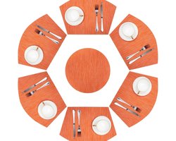 Placemats - 7 stuks - Placemat - Waaier-vormige placemat - duurzame - hittebestendig - antislip - Afneembare placemat - antislip - Afneembare placemat - Home tafeldecoratie - Onderzetter - Placemats kunststof