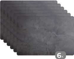 Placemats - Beton print - Grijs - Industrieel - Onderleggers placemat - Placemat - Onderlegger - 6 stuks - 45x30 cm - Tafel accesoires decoratie