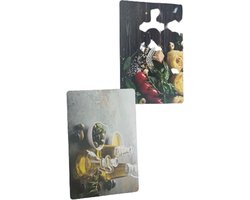 Placemats dubbelzijdig ' Eten / Olijfolie ' opdruk - Set van 4 - Multicolor - 44 x 29 cm - Placemat - Eten - Kunststof