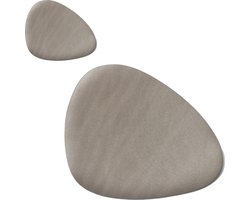 Placemats en onderzetters lederlook - set 6x - metallic taupe - 34 x 42 cm